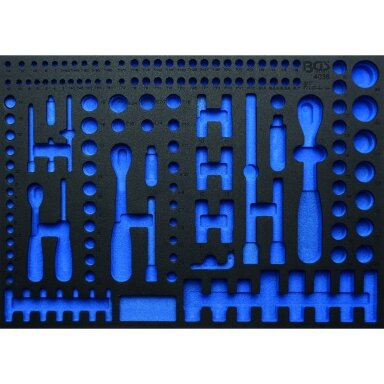Tuščias padėklas į spintelę 1/4"+3/8"+1/2" įrankių rinkiniams 192vnt Tuščias padėklas į spintelę 1/4"+3/8"+1/2" įrankių rinkiniams 192vnt