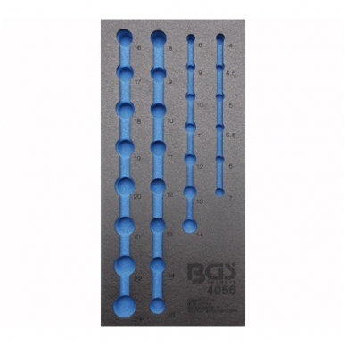 Tuščias padėklas į spintelę 1/4" ir 1/2" galvutėms Tuščias padėklas į spintelę 1/4" ir 1/2" galvutėms