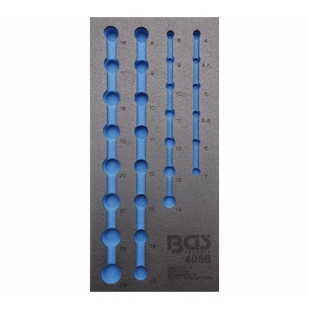 Tuščias padėklas į spintelę 1/4" ir 1/2" galvutėms Tuščias padėklas į spintelę 1/4" ir 1/2" galvutėms