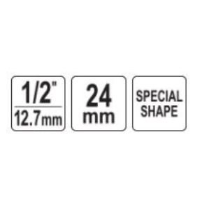 Universalus veržliarakčio ilgintuvo adapteris 12,7 mm (1/2")  HEX 24 mm. 80 x 50 mm. 5