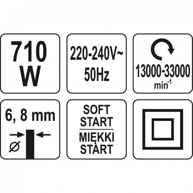 Universali frezavimo mašinėlė 6mm. 8mm. 710W 5 Universali frezavimo mašinėlė 6mm. 8mm. 710W 5