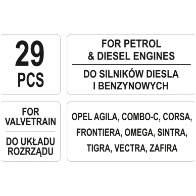Variklio fiksavimo įrankių rinkinys - Opel - Benzinas/Dyzelis - 29 vnt. 4