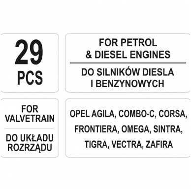 Variklio fiksavimo įrankių rinkinys - Opel - Benzinas/Dyzelis - 29 vnt. 4 Variklio fiksavimo įrankių rinkinys - Opel - Benzinas/Dyzelis - 29 vnt. 4