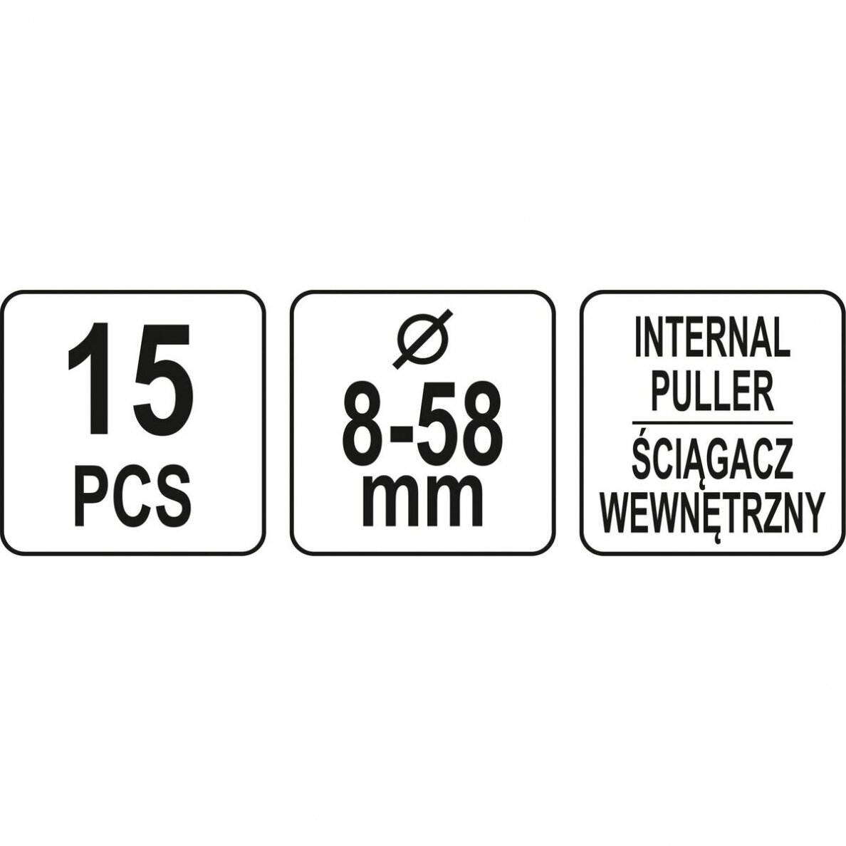 Vidinių guolių nuėmėjų komplektas su atbuliniu plaktuku 15vnt. 2 Vidinių guolių nuėmėjų komplektas su atbuliniu plaktuku 15vnt. 2