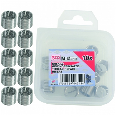 Vieliniai indėklai sriegiui (Helikoliai) M12 x 1.0, 10vnt. Vieliniai indėklai sriegiui (Helikoliai) M12 x 1.0, 10vnt.