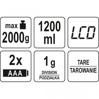 Virtuvinės svarstyklės su indu 1200ml. 6
