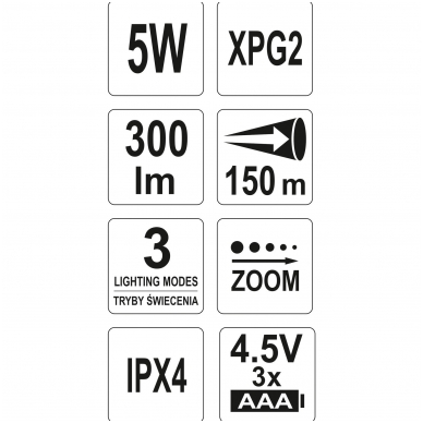 Žibintuvėlis XPG2 CREE 5W, 126X34MM 3 Žibintuvėlis XPG2 CREE 5W, 126X34MM 3