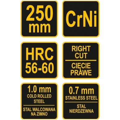 Žirklės skardai dešininės 250mm 2 Žirklės skardai dešininės 250mm 2
