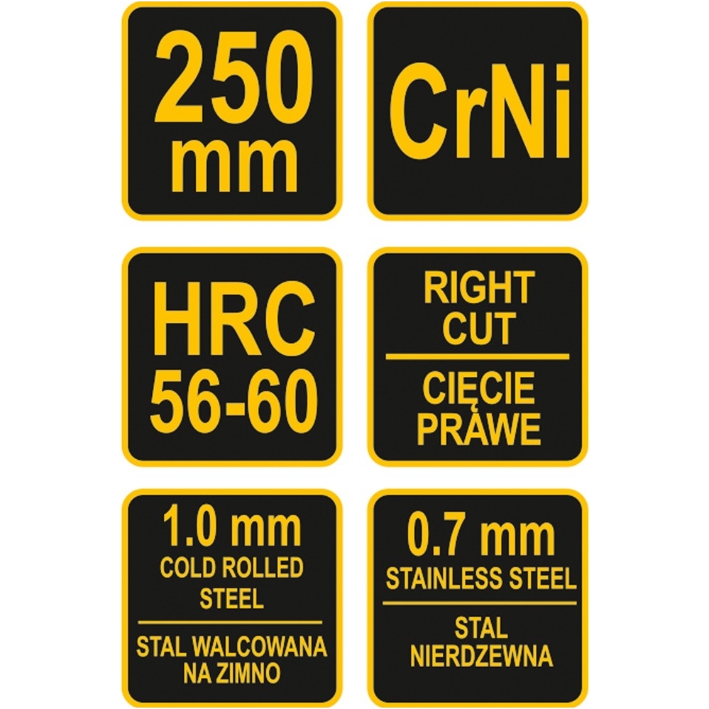 Žirklės skardai dešininės 250mm 2 Žirklės skardai dešininės 250mm 2